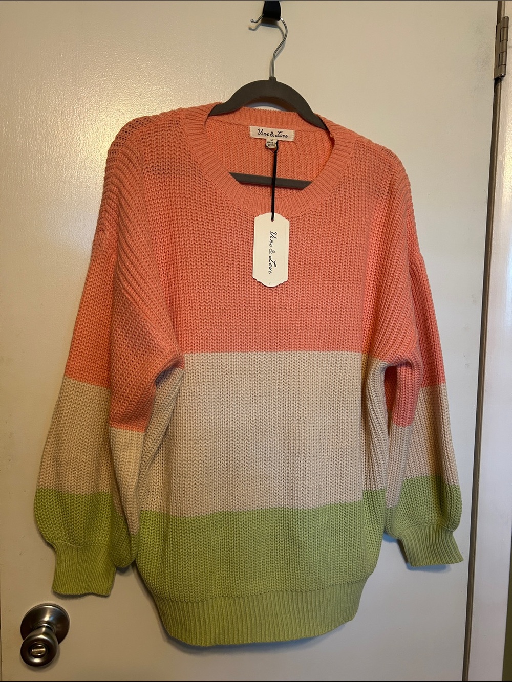 NWT Coral & Lime Crewneck Sweater